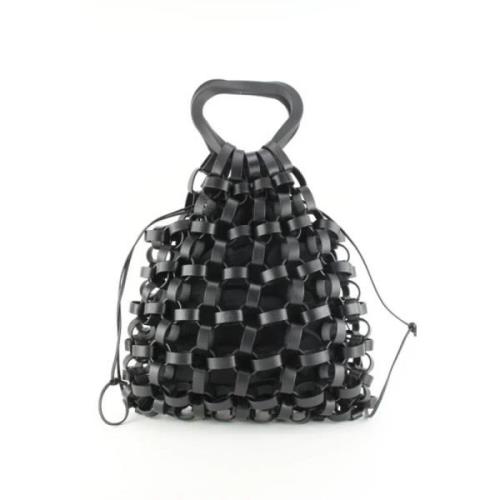 Vintage Leren Handtas Bottega Veneta Vintage , Black , Dames