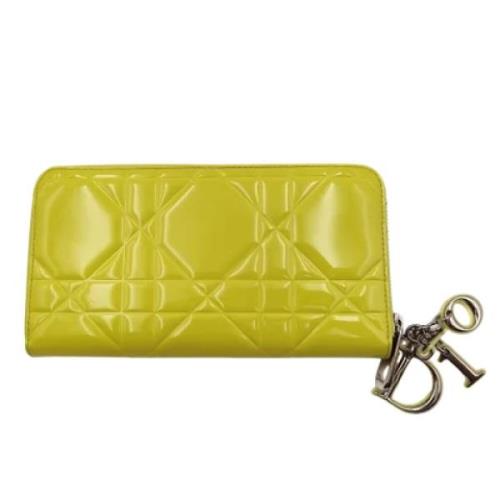 Pre-owned Leather wallets Dior Vintage , Yellow , Dames