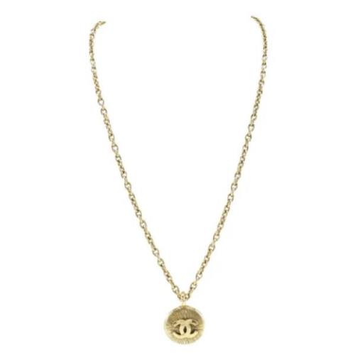 Pre-owned Metal necklaces Chanel Vintage , Yellow , Dames