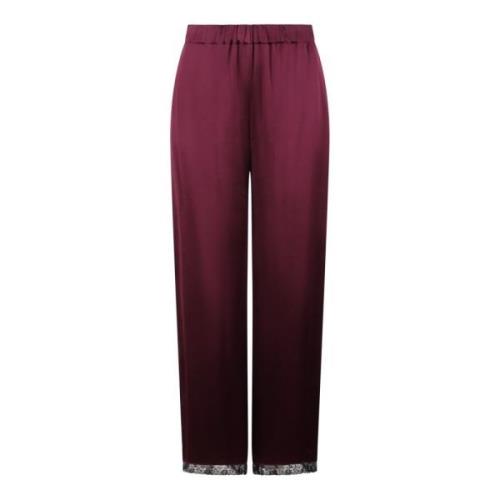 Elegante Kantwijde Broek Semicouture , Purple , Dames