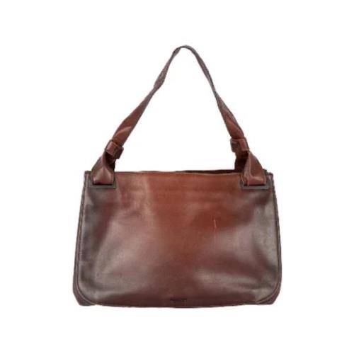 Vintage Bruine Leren Schoudertas Gucci Vintage , Brown , Dames