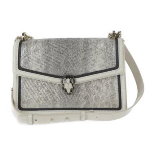 Pre-owned Leather shoulder-bags Bvlgari Vintage , White , Dames