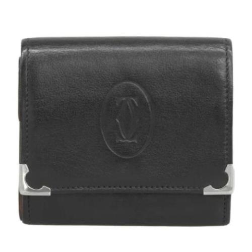 Pre-owned Leather wallets Cartier Vintage , Black , Unisex