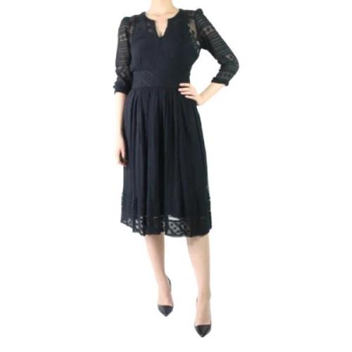 Zwarte Geborduurde Zijden Midi Jurk Isabel Marant Pre-owned , Black , ...