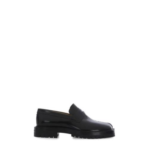 Zwarte Leren Loafers met Tabi Teen Maison Margiela , Black , Heren