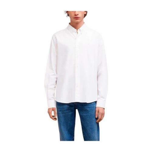 Witte Katoenen Oxford Button-Down Overhemd Ami Paris , White , Heren