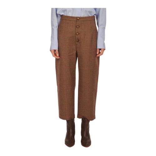 Bruine Wollen Broek met Plooien Jejia , Brown , Dames