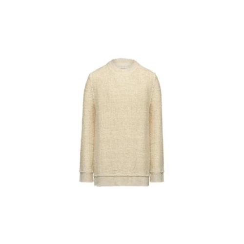 Gebreide Sweatshirt met Ruwe Weving Maison Margiela , Beige , Dames