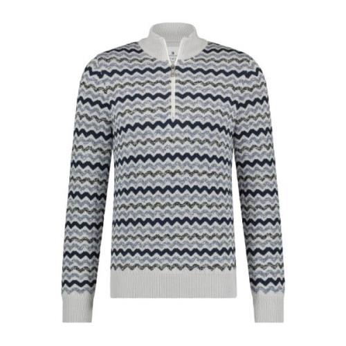 Blauw Gestreepte Half Zip Coltrui State of Art , Blue , Heren