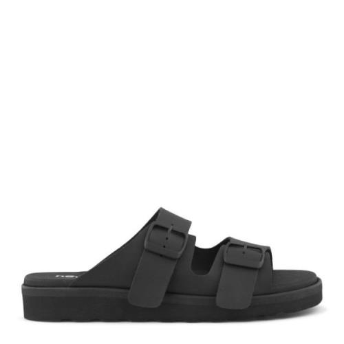 Flat Sandals New Feet , Black , Heren