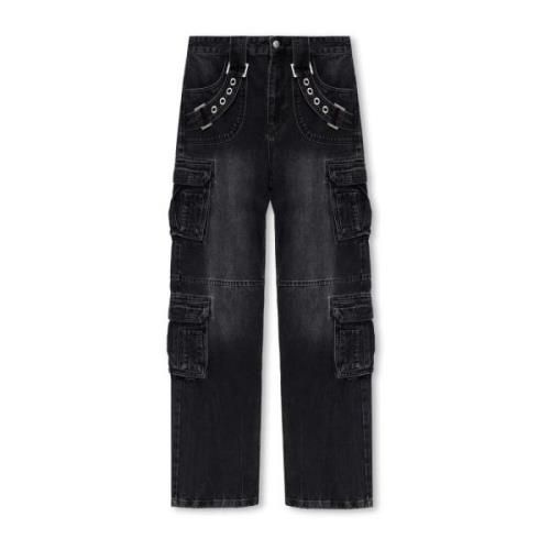 Binnenin een donkere Echo collectie cargo jeans Misbhv , Black , Dames