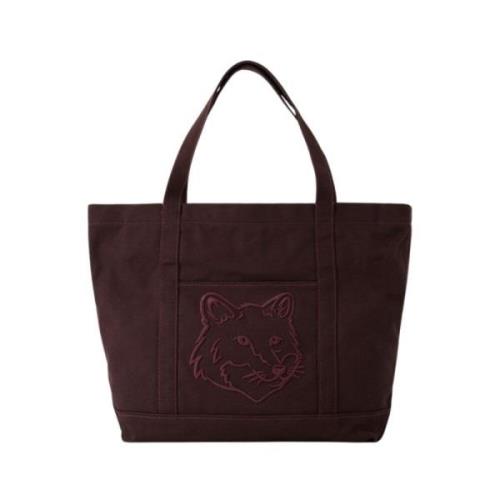 Klassieke Fox Head Tote Bag - Canvas - Pecan Maison Kitsuné , Brown , ...