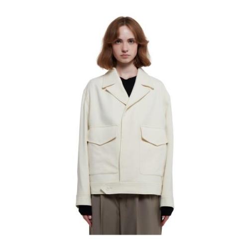 Oversized Wollen Jas met Reverskraag Ami Paris , White , Dames