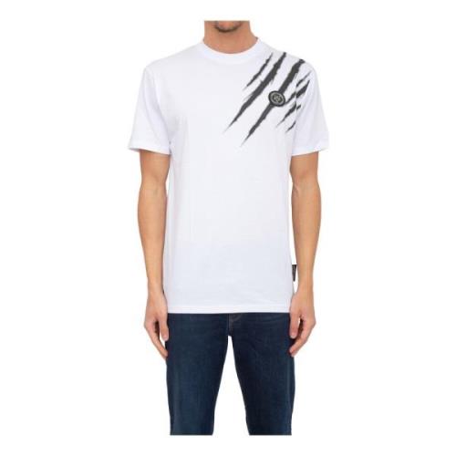 Klassiek Katoenen T-shirt voor Heren Plein Sport , White , Heren