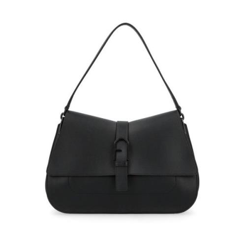 Flow L Leren Handtas Furla , Black , Dames