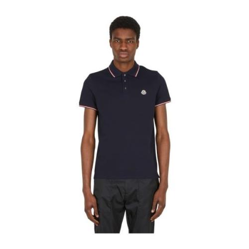 Gestreept Logo Polo Shirt Moncler , Blue , Heren