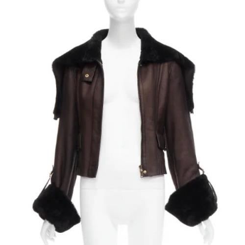 Pre-owned Leather outerwear Gucci Vintage , Brown , Dames