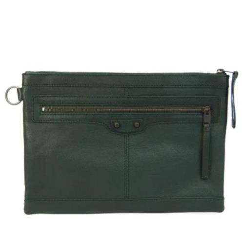 Pre-owned Leather clutches Balenciaga Vintage , Green , Dames