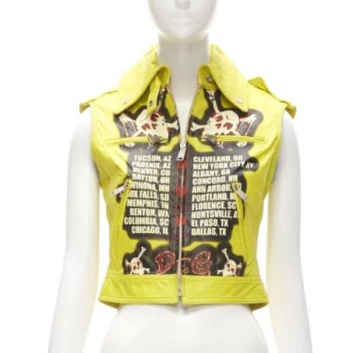 Pre-owned Leather outerwear Dolce & Gabbana Pre-owned , Yellow , Dames
