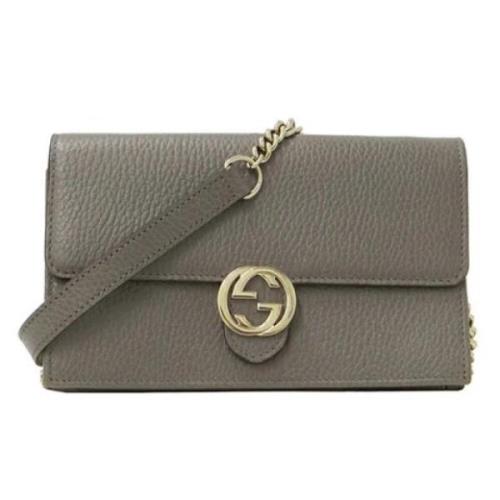 Pre-owned Leather shoppers Gucci Vintage , Gray , Dames