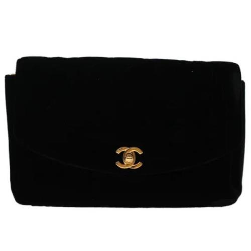 Tweedehands Zwarte Katoenen Chanel Flap Tas Chanel Vintage , Black , D...