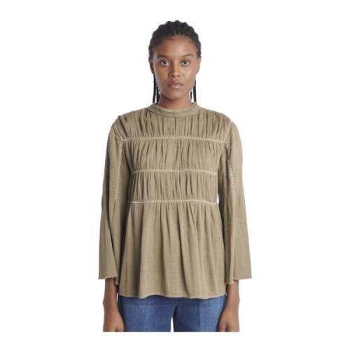 Geplooide Voile Tuniek Shirt Alysi , Green , Dames