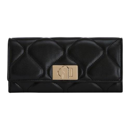 Elegante Gewatteerde Continental Wallet XL Furla , Black , Dames