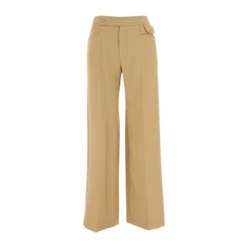 Wide Trousers LOW Classic , Brown , Dames