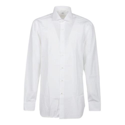 Witte Hals Shirt Barba Napoli , White , Heren
