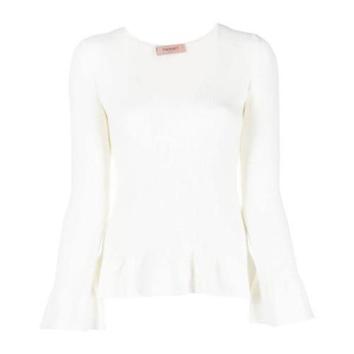Bianco Ruffle Mouw Sweatshirt Twinset , White , Dames