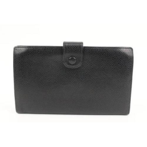 Vintage Leren Portemonnees Chanel Vintage , Black , Dames