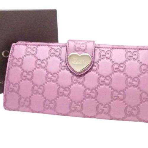 Pre-owned Leather wallets Gucci Vintage , Purple , Dames