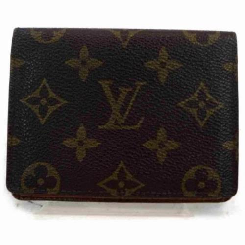 Vintage Bruin Leren Portemonnee Louis Vuitton Vintage , Brown , Dames