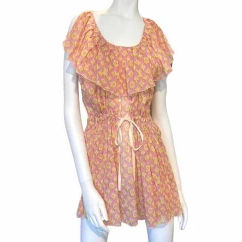 Pre-owned Silk dresses Louis Vuitton Vintage , Beige , Dames