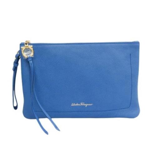 Pre-owned Leather clutches Salvatore Ferragamo Pre-owned , Blue , Dame...