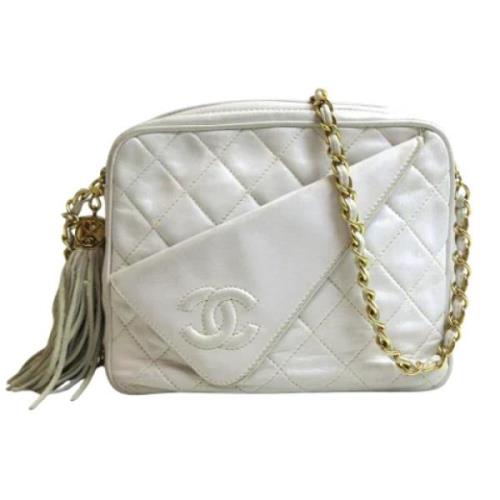 Tweedehands Wit Leren Chanel Schoudertas Chanel Vintage , White , Dame...
