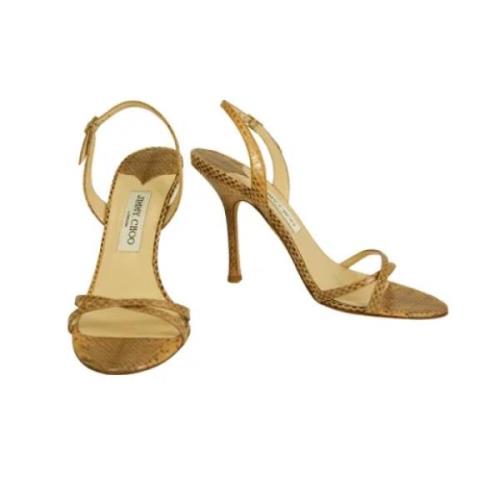 Beige Leren Strappy Sandalen Jimmy Choo Pre-owned , Beige , Dames