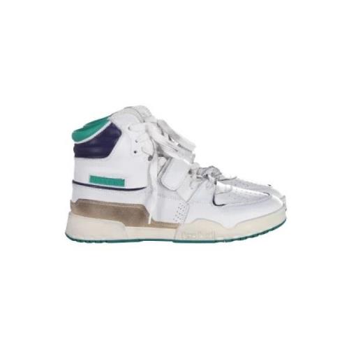 Witte leren high-top sneakers met groene details Isabel Marant Pre-own...