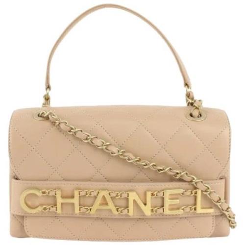 Tweedehands Leren Schoudertas Chanel Vintage , Beige , Dames