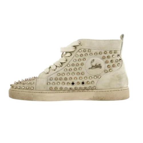 Pre-owned Fabric sneakers Christian Louboutin Pre-owned , Beige , Dame...