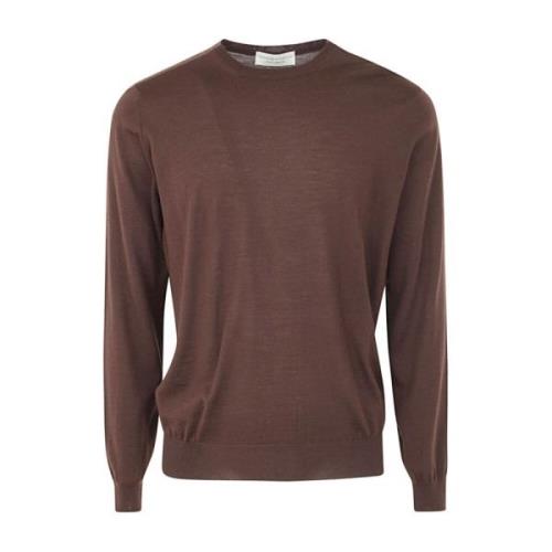 Bruine Merino Crew Neck Sweater Filippo De Laurentiis , Brown , Heren