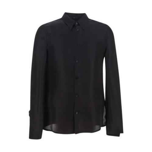 Zwarte zijden shirt met lange mouwen Sapio , Black , Dames
