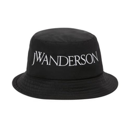 Zwarte Logo-Geborduurde Bucket Hoed JW Anderson , Black , Dames