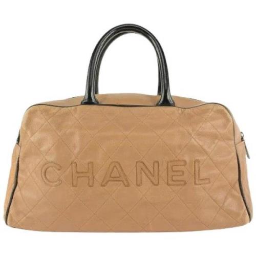 Tweedehands Leren Tassen - Goede Staat Chanel Vintage , Beige , Dames