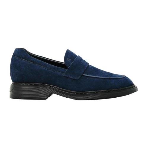 Blauwe Suède Mocassin - Maat 41.5 Hogan , Black , Heren