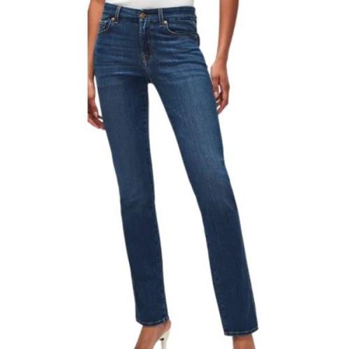 Straight Trousers 7 For All Mankind , Blue , Dames