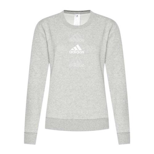Trainingsshirt - Katoenen Logo Sweatshirt Adidas , Gray , Dames