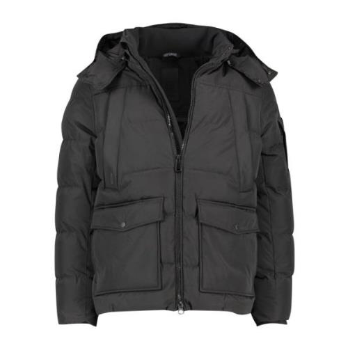 Zwarte Winterjas - Effen Uitvoering Airforce , Black , Heren