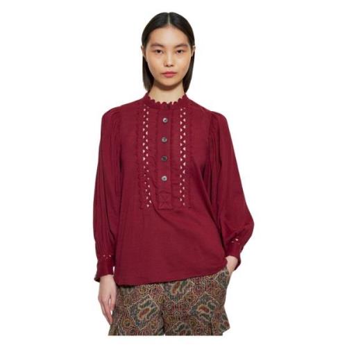 Aya opengebreide blouse Antik Batik , Red , Dames