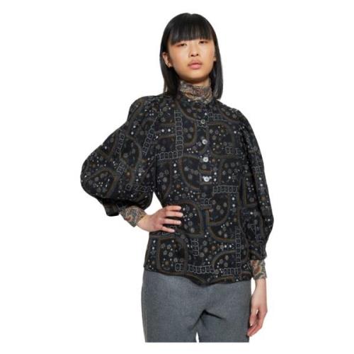 Elie print blouse Antik Batik , Black , Dames